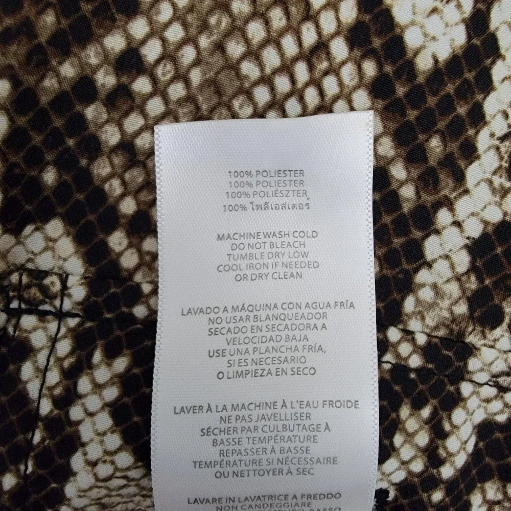 Michael Michael Kors Shirt Womens 1X Brown Black‎ Snake Print Button Front Plus